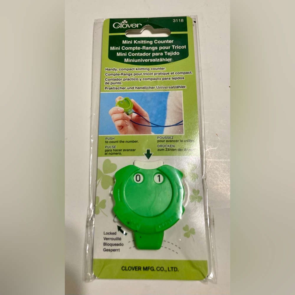 New Clover 3118, Mini Kacha-Kacha Knit Counter, green, reset dial, lock dial